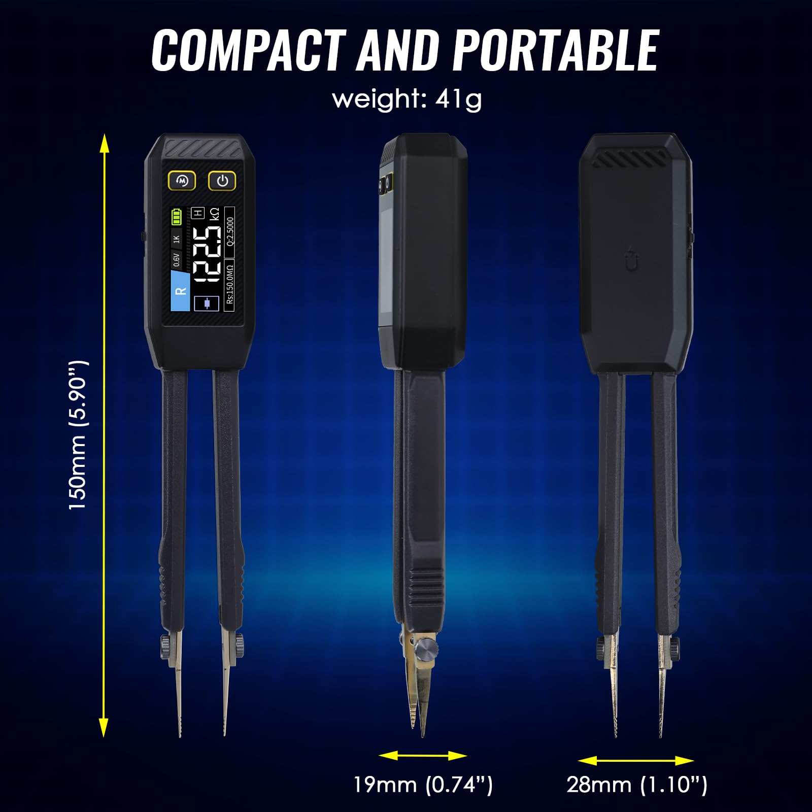 Pinza de 10 kHz para medidor LCR, medidor ESR, multímetro mini SMD, probador de capacidad, inductancia y diodos, multímetro de medición para componentes electrónicos, probador de diodos para