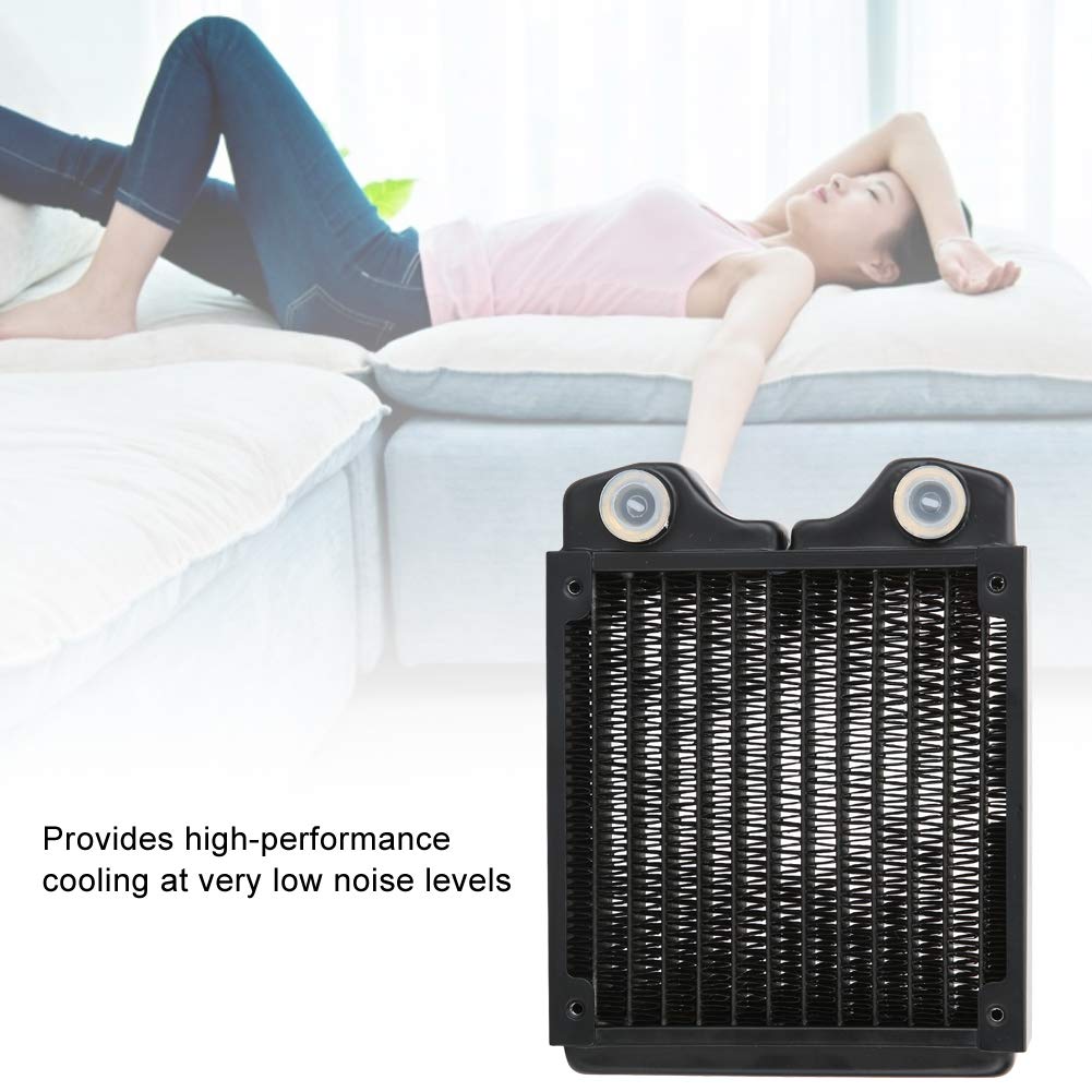 Cocoarm Disipador de Calor del Radiador de Refrigeración por Agua de Cobre Roscado 12 Tubos G1 4 Puertos con Recubrimiento en Polvo 120 Mm 240 Mm 360 para Computadora PC Instrumento de Belleza (120mm)