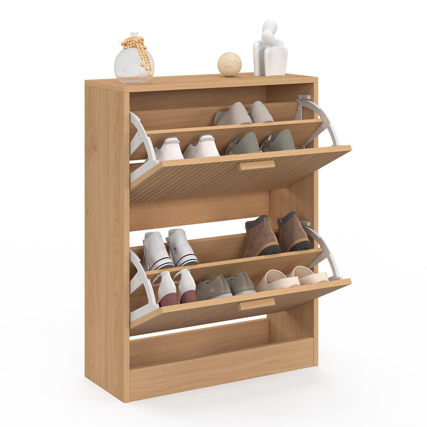 IDMarket - Meuble à Chaussures 12 Paires Juliette 2 Portes Lattes tasseau Bois Coloris chêne