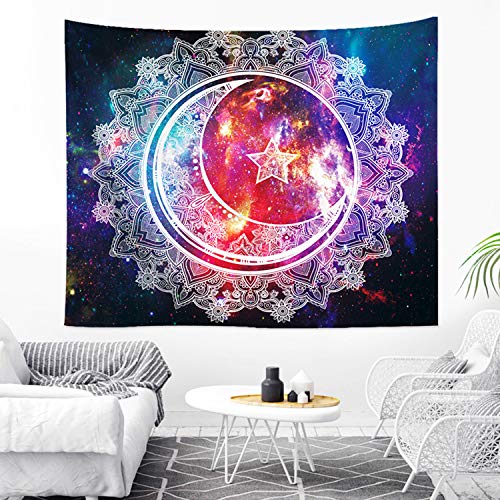Nidoul Psychedelic Tapestry Wall Hanging, Boho Mandala Tapestry, Celestial Starry Sky Wall Tapestry, Wall Art Decoration For Bedroom Living Room Dorm, Window Curtain Picnic Mat #TOP4