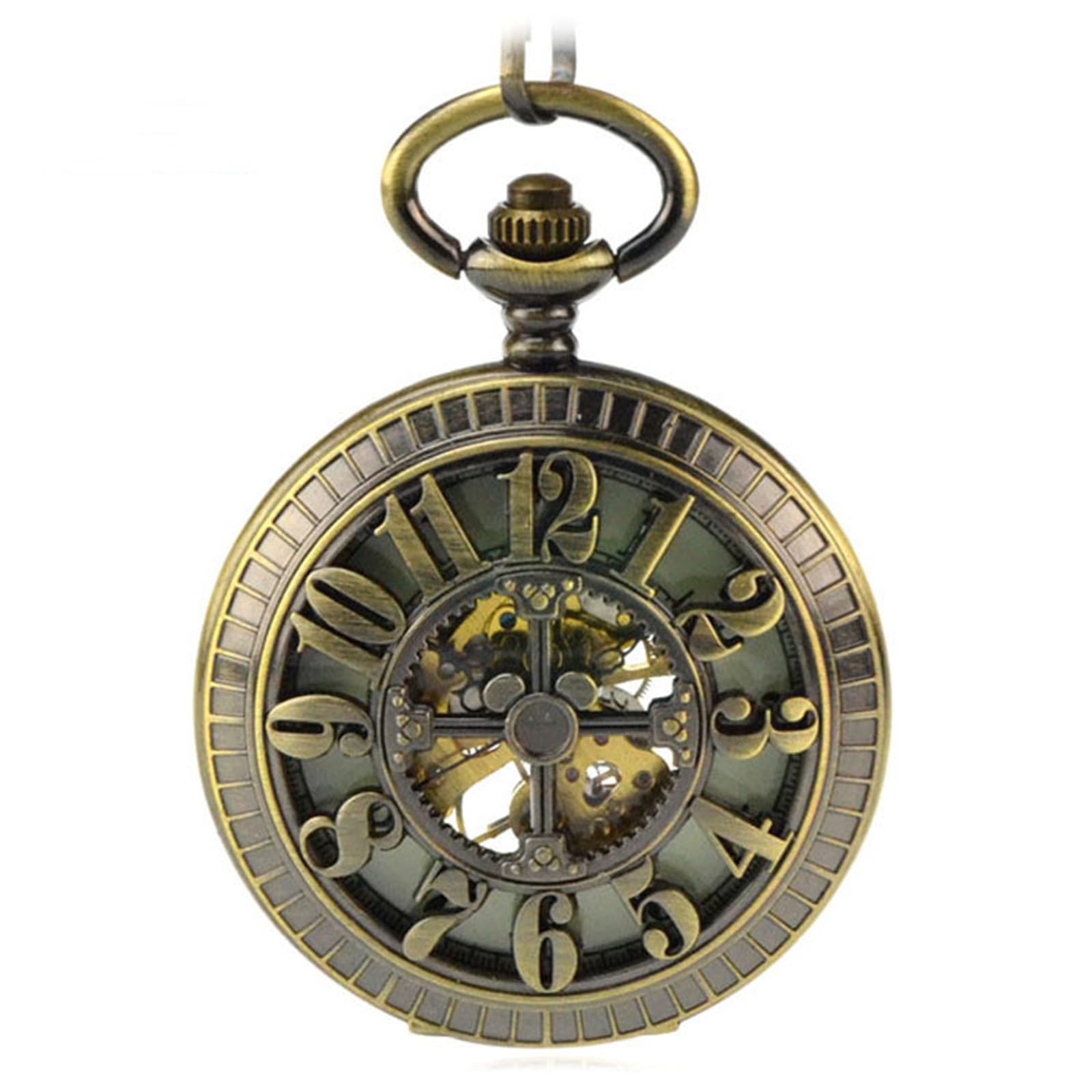 Reloj de Bolsillo de Bronce con Superficie Luminosa Calada, Estilo Retro mecánico, cumpleaños o Aniversario.