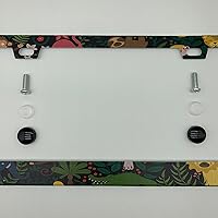 Vista 3 de Marco de placa de matrícula con flores tropicales de selva tropical, plantas, animales, cubierta de placa de automóvil con temática hawaiana