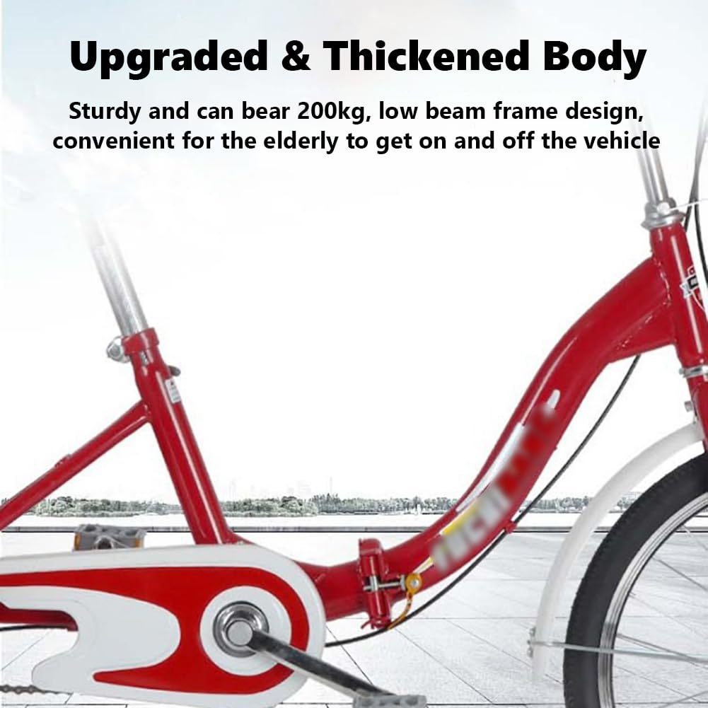 20 Cali Trójkołowych Rowerów Dla Dorosłych Z Jedną Prędkością, Trójkołowych Rowerów Cruise Trike Z Koszykiem Na Zakupy, Nisko Umieszczony Składany Cruiser Trójkołowy Dla Dorosłych, Trójkołowy Dla Dor