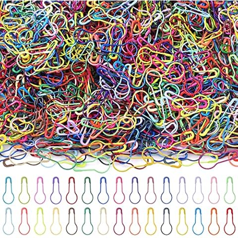 Ysleen 1500 Pcs Calabash Crochet Stitch Markers Bulb Pins Crocheting Safety Pins Assorted Pear Shaped Pins Metal Knitting Pins for Sewing Clothing DIY Craft Making, 0.9 x 0.4 Inches (Multicolor) Cover