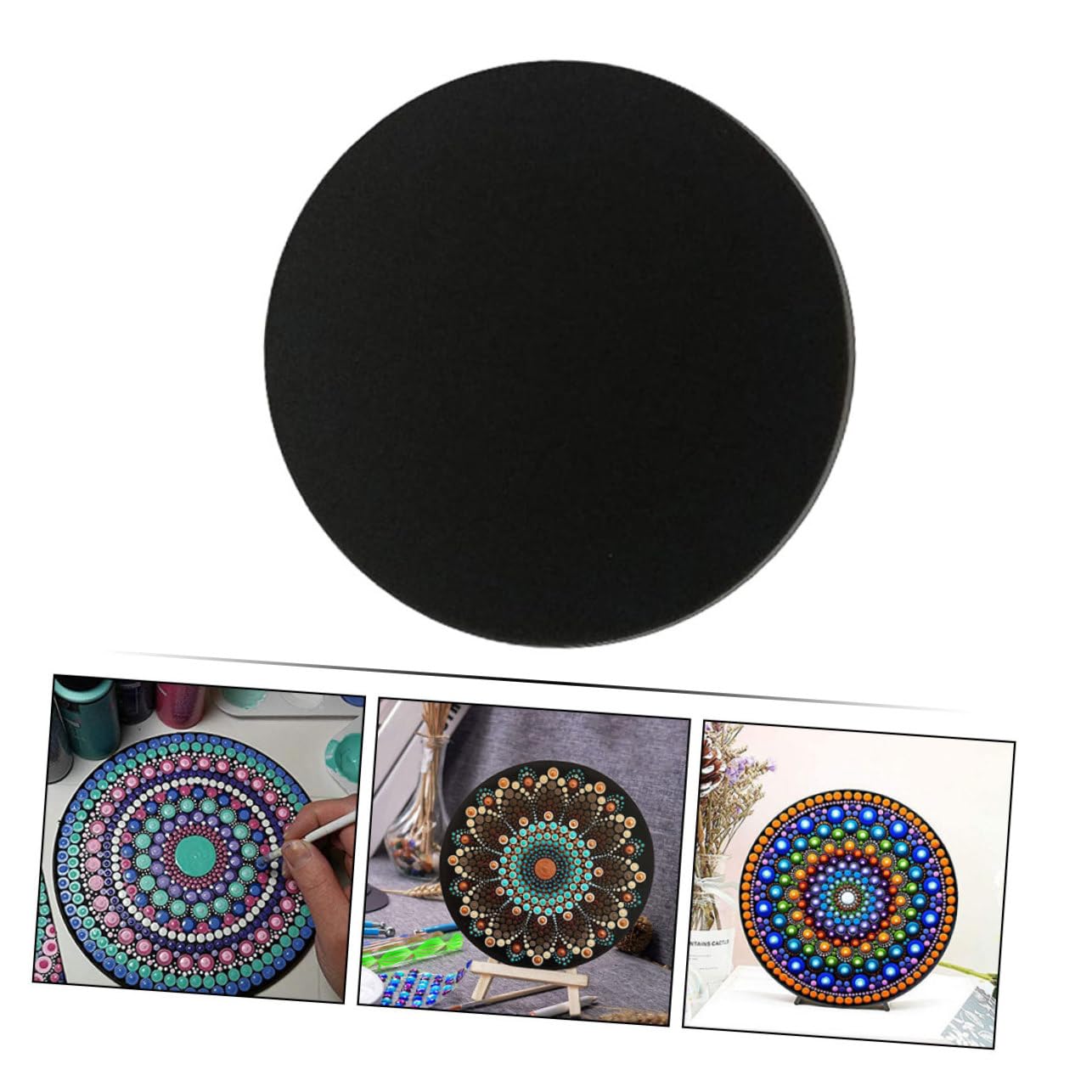 Gadpiparty 5 Sätze Zeichenkarton Extra Mandala-zeichenblöcke Für Kreisförmig Runden Mandala-zeichnungskarton Skizzenblock Bemalte Werkzeuge Papier Schwarz 8 Stücke * 5