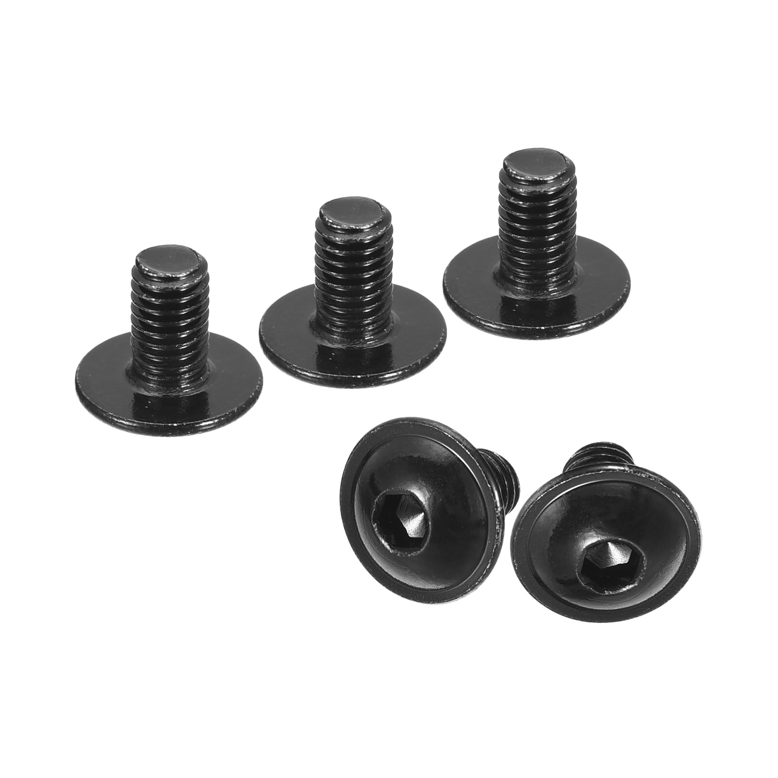 sourcing map Flanged Button Head Socket Cap Screws, 100pcs M5x8mm 304 Stainless Steel Black Oxide Socket Drive Fasteners Bolts, Fully Thread Machine Screws