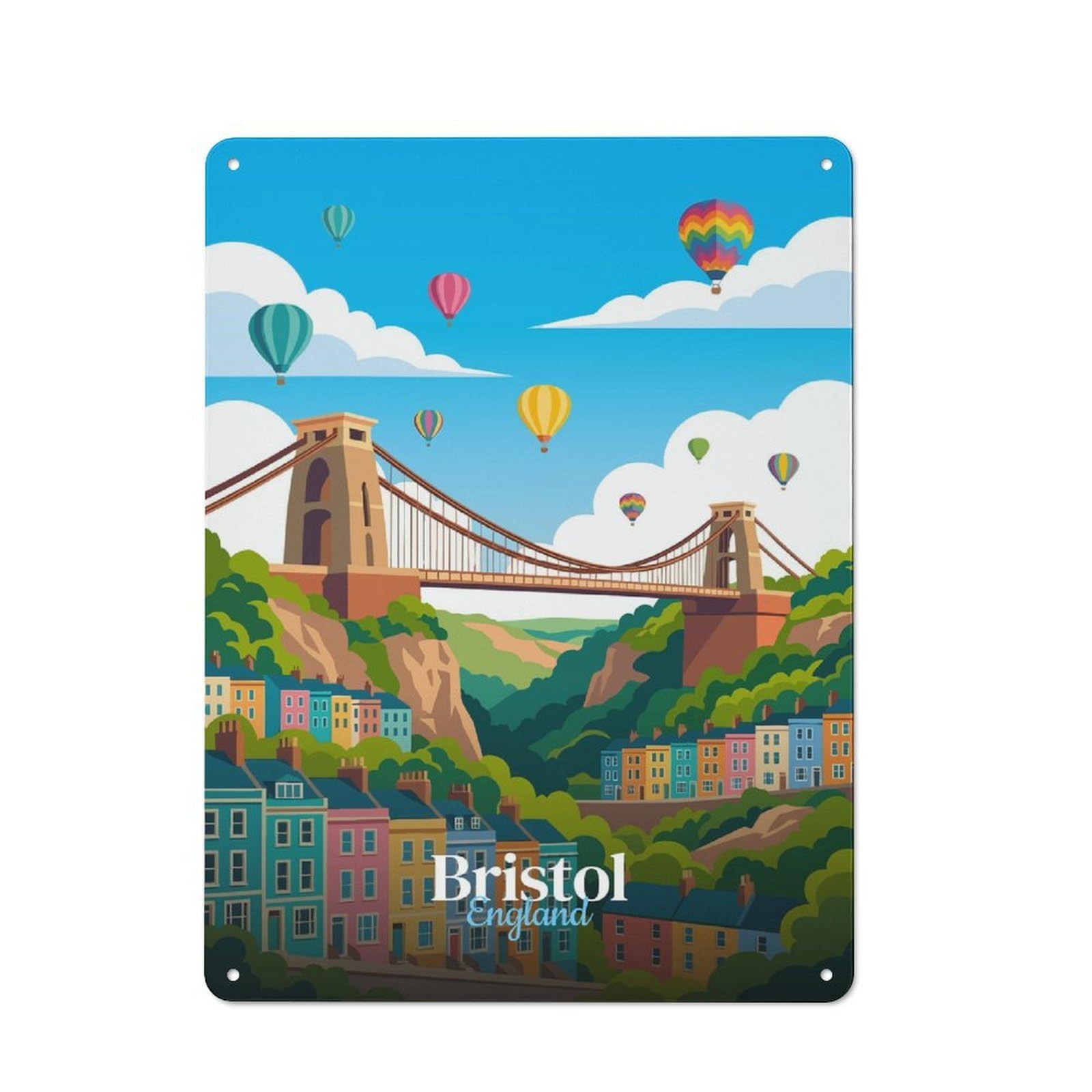 Junmoney Style-19 Modern Vintage Bristol England Travel Office Metal Sign 40X30cm, Creative Space Decor For Hobby Room, Office, Lounge Or Living Room