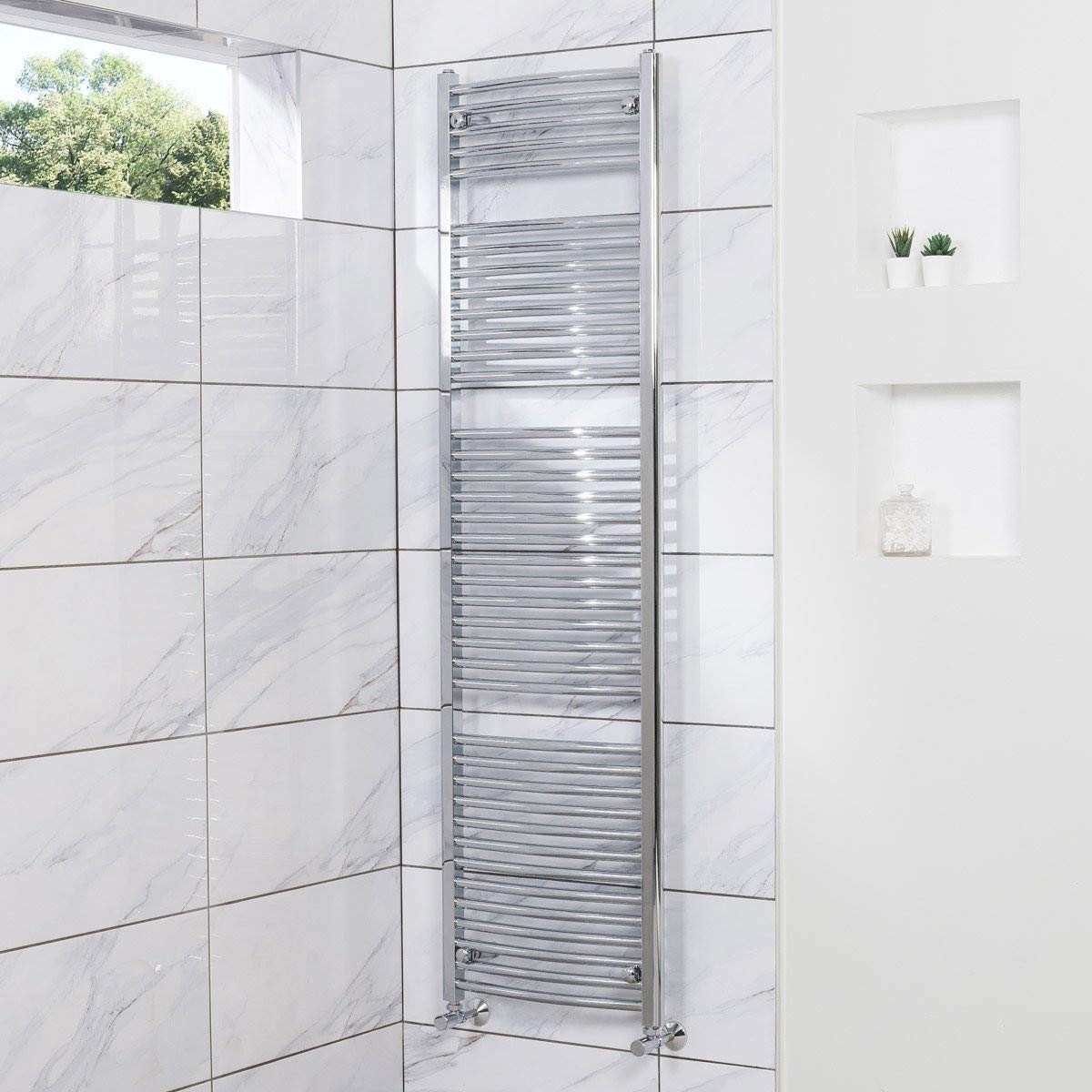 Nrg Curved Heated Towel Rail Radiator Bathroom Central Heating Ladder Warmer Rad 1800X500mm Chrome