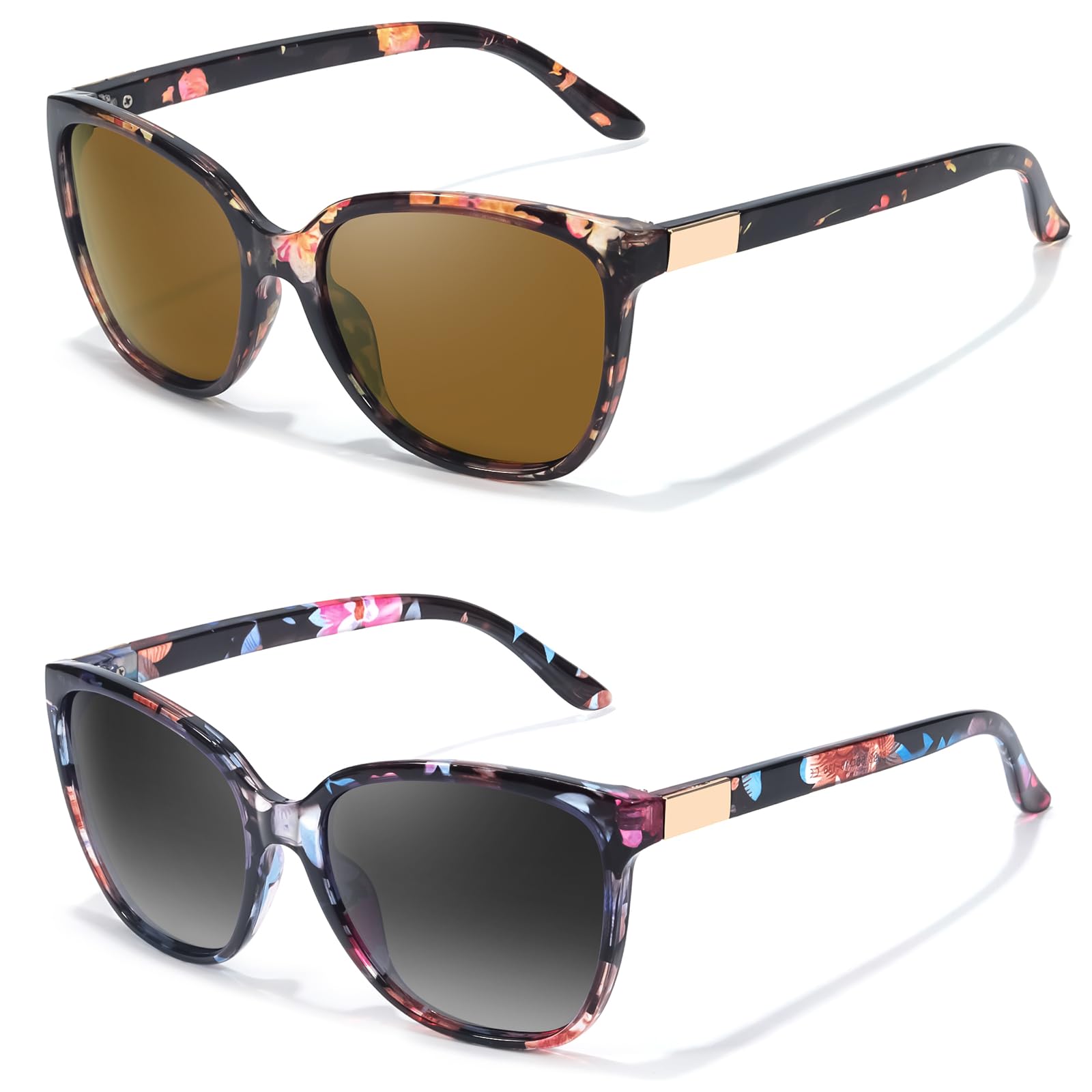 FIMILU 2pack Polarized Sunglasses for Women, Trendy Fashion Sun Glasses Square Retro Glasses UV Protection for Daily Outdoor