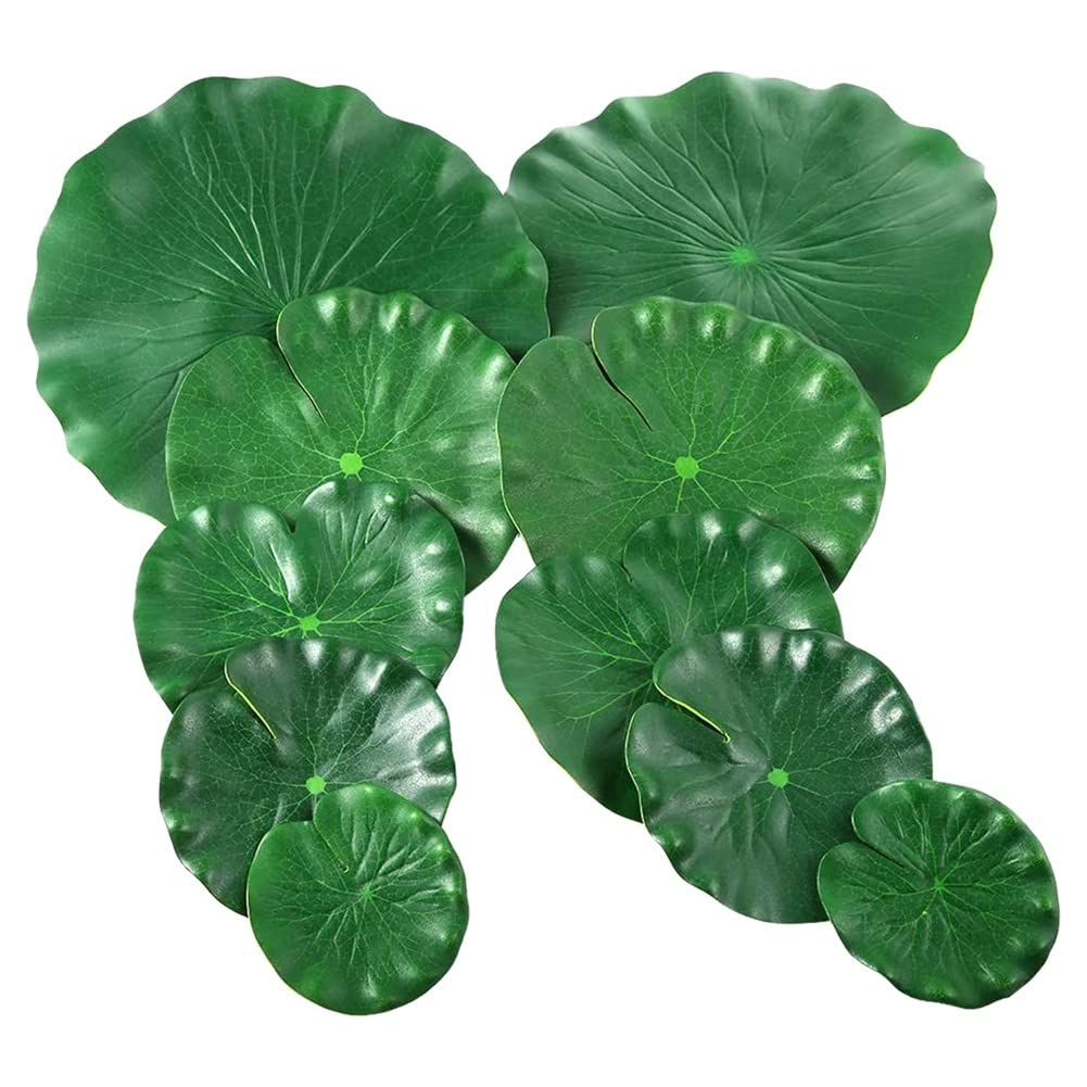 CTRLZS 10 Pieces 5 Kinds Artificial Floating Foam Leaves Lily Pads Artificial Foliage Pond Decor for Pool Aquarium Decor