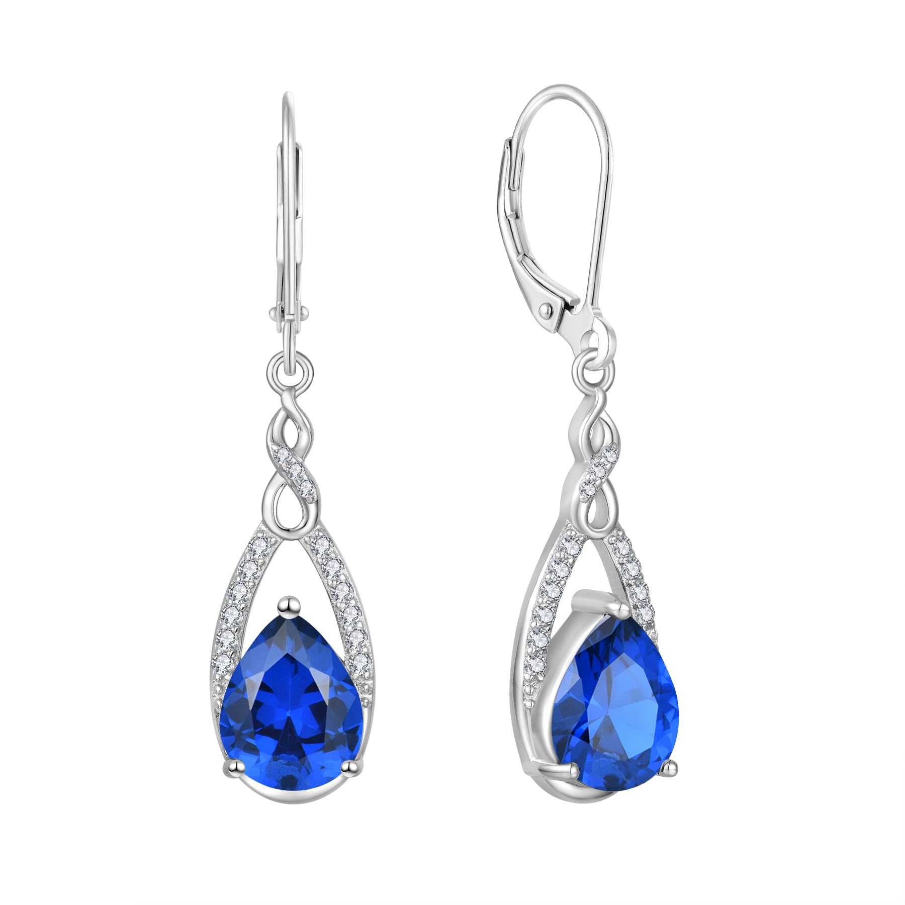 JO WISDOM Damen Hängende Ohrringe Ohrhänger Unendlichkeit Träne Silber 925 mit 3A Zirkonia Kristall,Schmuck für Frauen
