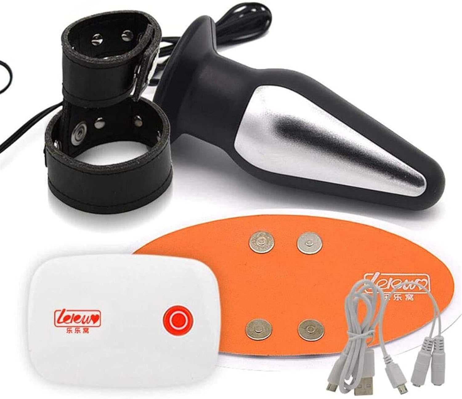 Heyie Women's One Color Electric Shock Stimulator, Sex Electrostimulation Set With Anal Plug/Dildo And Cock Ring/Cock Ring, App Remote Control Stimulation Current Device Bdsm Sex Toy For Men Couples (Size : M)