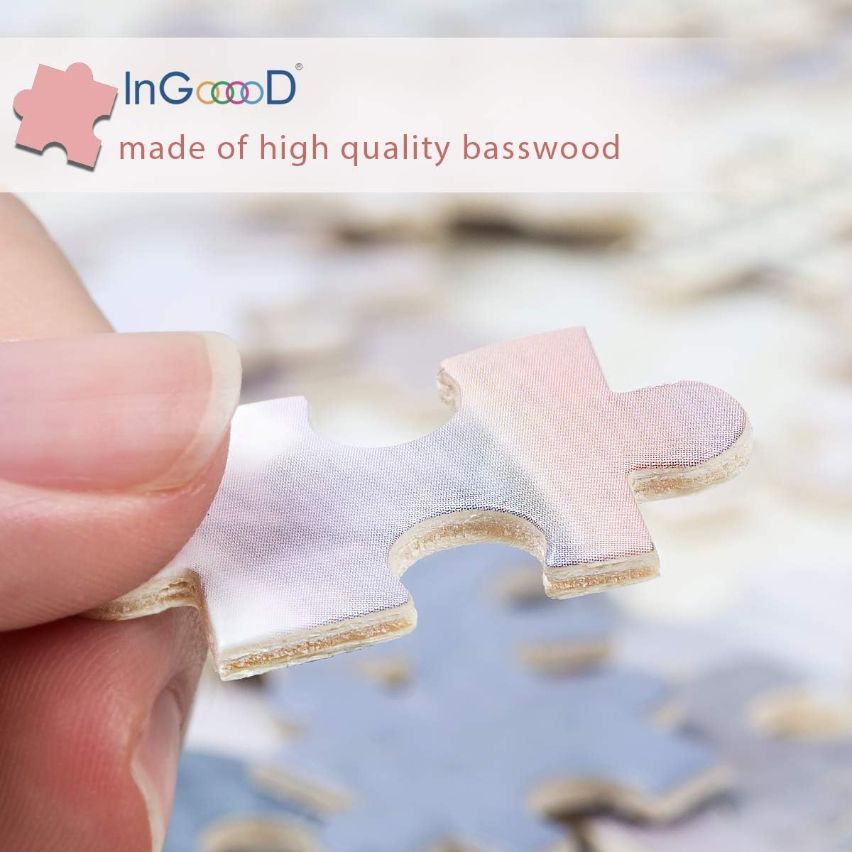 Ingooood- Jigsaw Puzzle 1000 Pieces for Adult- Fantasy Series- The White Peacock_IG-0368 Entertainment Wooden Puzzles Toys