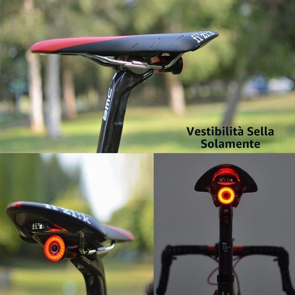 Smart Bike Tail Light ultra luminosi, luce per bicicletta ricaricabile auto ON/OFF, IPX6 impermeabile luci a LED per bicicletta, posteriore LED ad alta intensità accessori adatto su qualsiasi Road Bikes