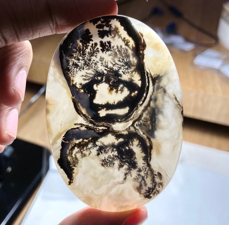 Agate dendritique en cabochon pour façonner un collier pendentif bohème unique - 3