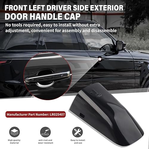 Miniatura 2 de Newsmarts Tapa de manija de puerta exterior, cubierta de repuesto para manija de puerta exterior del lado del conductor para Jaguar, reemplazo XKXKR