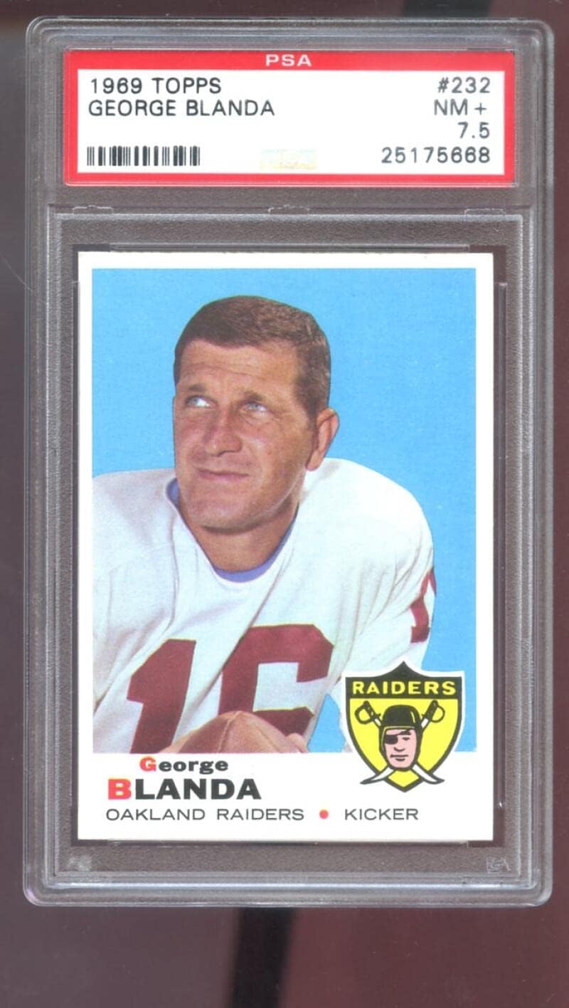 1969 Topps #232 George Blanda PSA 7.5 Graded Football Card NM+ Oakland Raiders