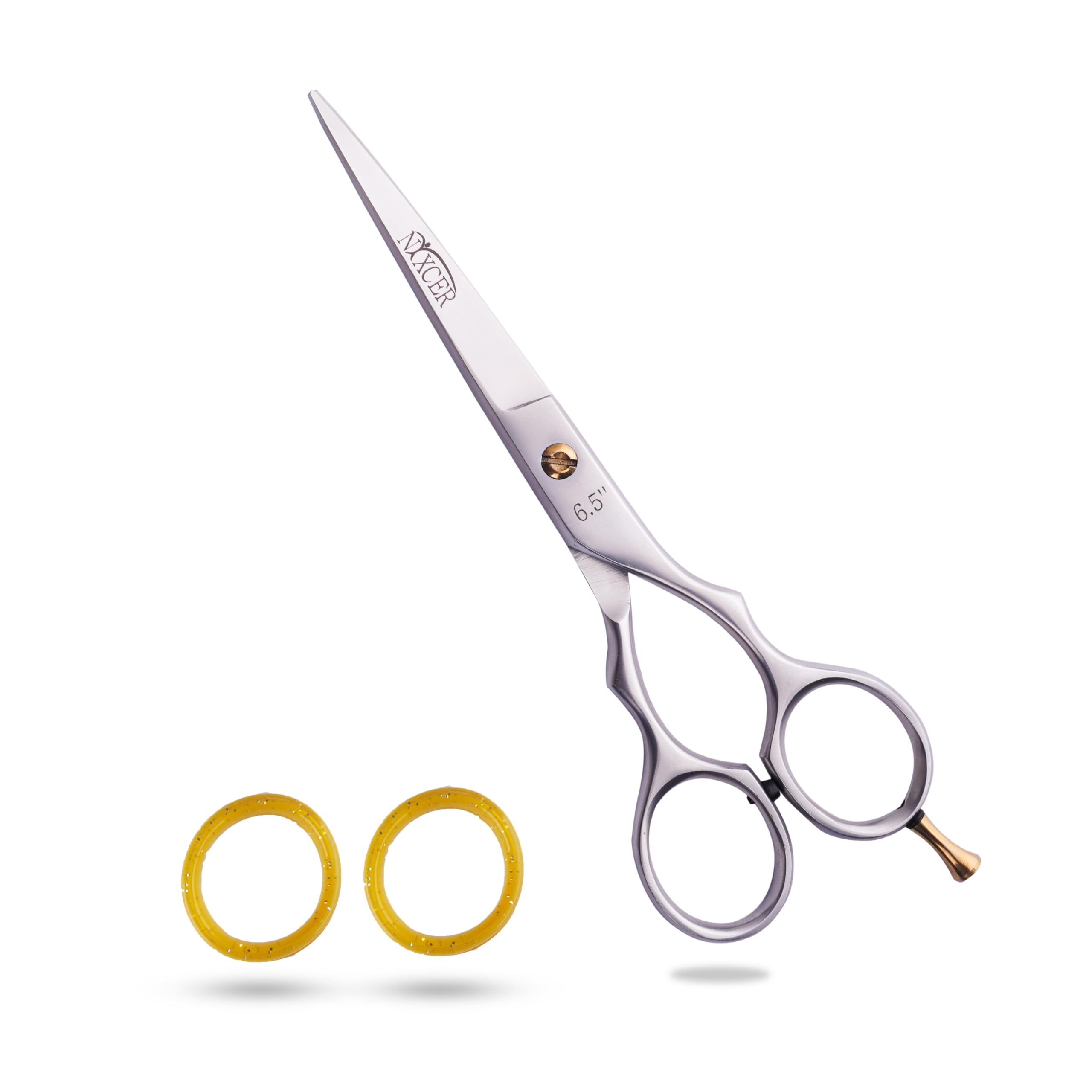 Nixcer Professional Super Cut Hairdressing Scissors - Stainless Steel Barber Scissors - 6.5” Overall Length - Fine Adjustment Tension Screw - Premium Shears for Hair Cutting Sand