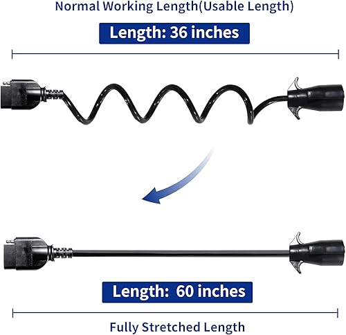 Miniatura 6 de Oyviny Adaptador de remolque de 7 vías a 12 V + cableado en espiral de remolque de 7 vías a 5 vías