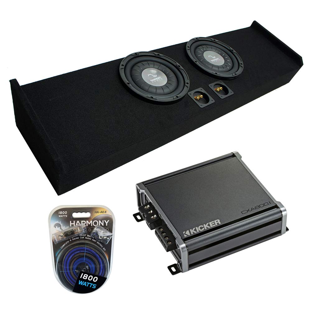 Harmony Audio HA-F104 Compatible with Ford F-150 Super Crew Truck 2009-2015 Bundled with KIC19-46CXA8001 Mono 1600W Amp & FORD2X10-150-CREW-09 Dual 10
