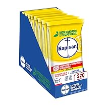 Napisan Salviette Disinfettanti Sgrassanti al Limone, Confezione da 8 Pacchi x 40 Salviette Disinfettanti Biodegradabili e Compostabili Multisuperfici