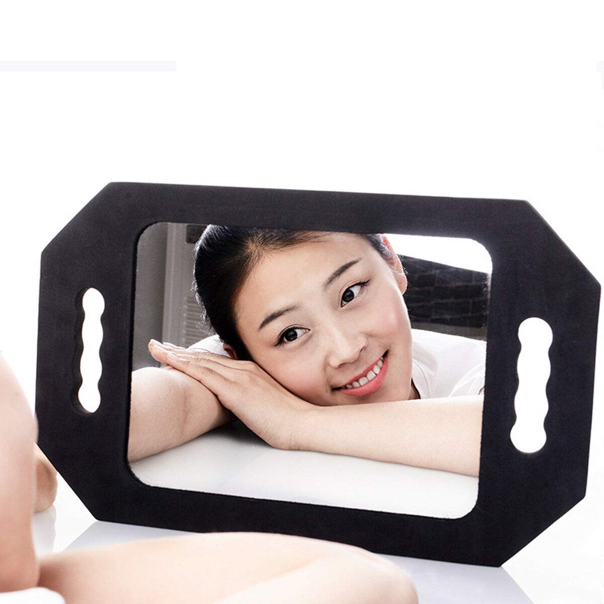 Specchio Portatile Professionale per Salone Parrucchiere e Barbiere, 40,5×26cm - Nero Leggero Specchio Gommapiuma