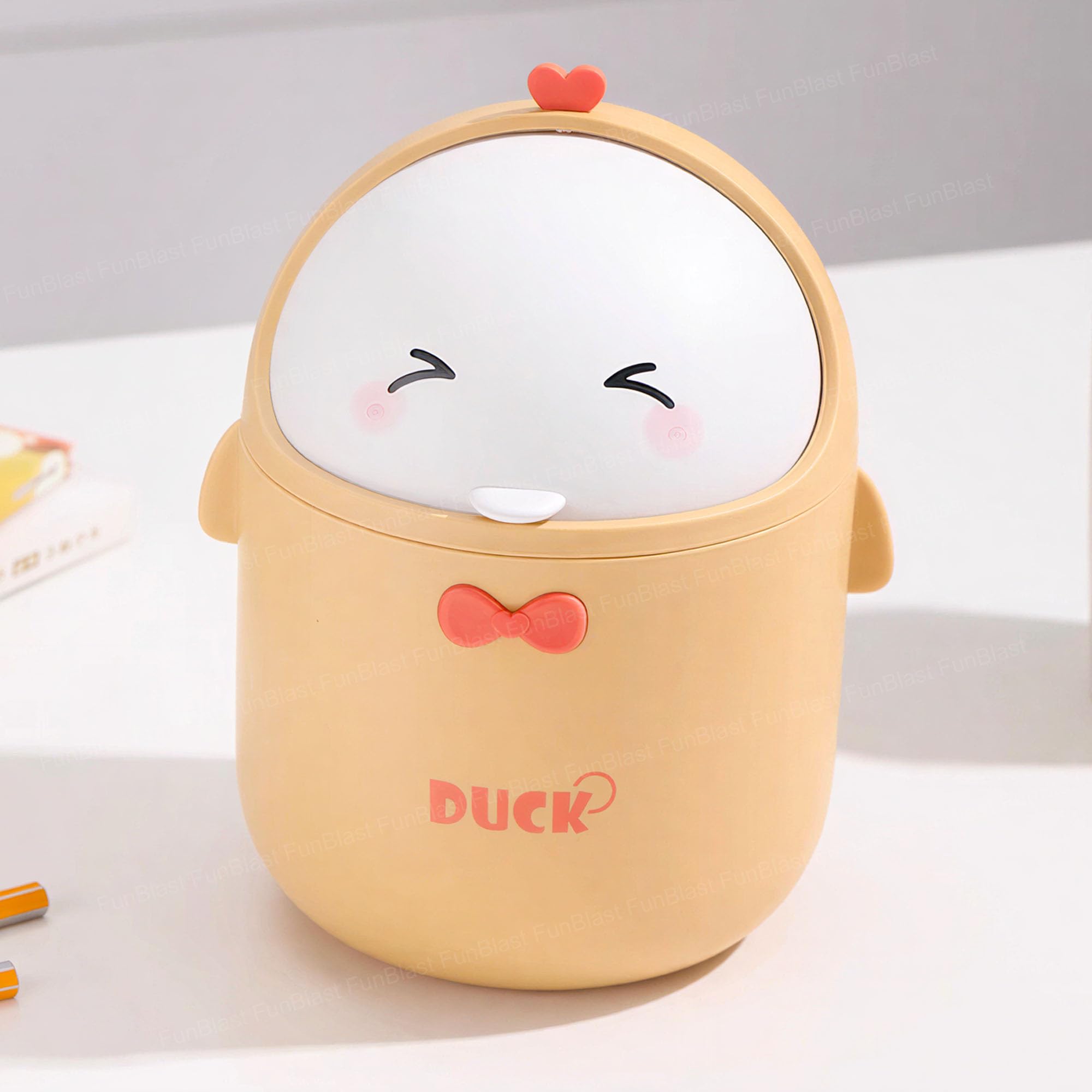 FunBlast Duck Table Dustbin Desktop Trash - Mini Trash Bin with Swing Top Lid, Portable Dustbins, Mini Waste Bin Disposal Dustbin for Car Office Desk and Home Use (Mustard)-image-45