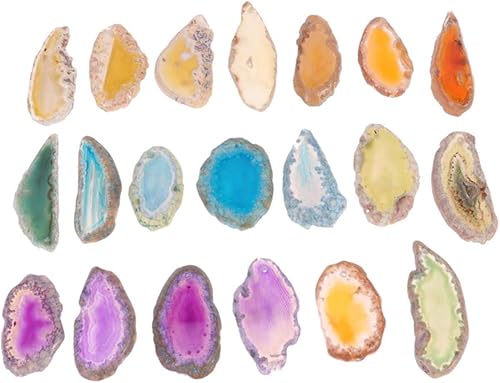 Happyyami 20 piezas de ágata natural, tarjetas de ágata de geoda coloridas, ágata perforada, rebanadas de cuarzo, formas irregulares, ágata natural,