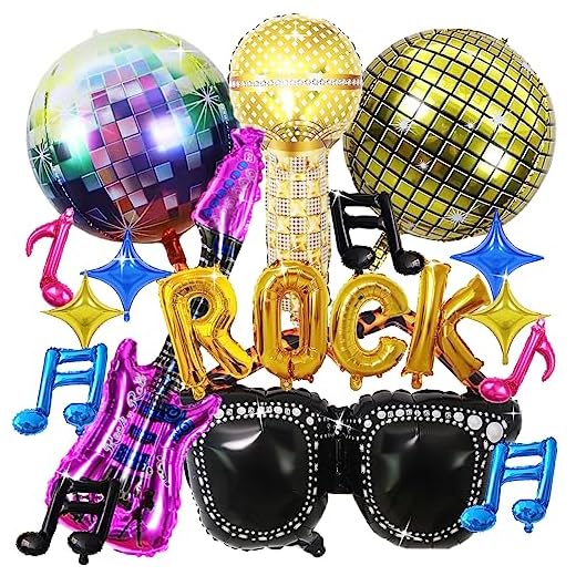 Shamoparty Fiesta de cumpleaños de discoteca, decoración de fiesta de música, globo de papel de aluminio, para fiestas de cumpleaños, decoración de música, suministros para adultos y niños