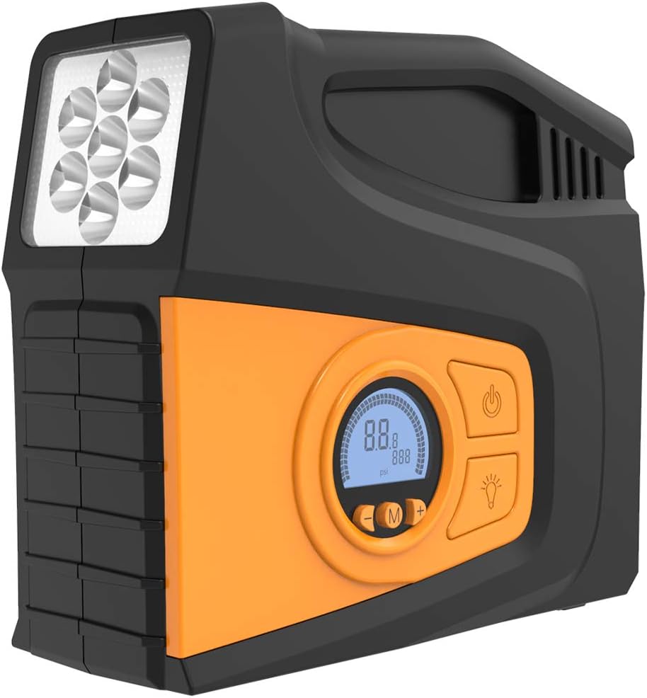 Air Compressor Tire Inflator, Portable Air Compressor, Air pump for Car tires with Digital Pressure Gauge 100PSI, Tire Pump 12V DC with LED Light for Car, Motorcycle, Bicycle, Ball