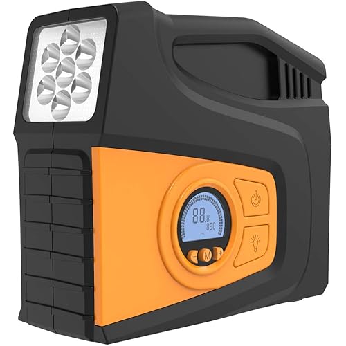 TROOZY Air Compressor Tire Inflator, Portable Air Compressor, Air pump for Car tires with Digital Pressure Gauge 100PSI, Tire Pump 12V DC with LED Light for Car, Motorcycle, Bicycle, Ball