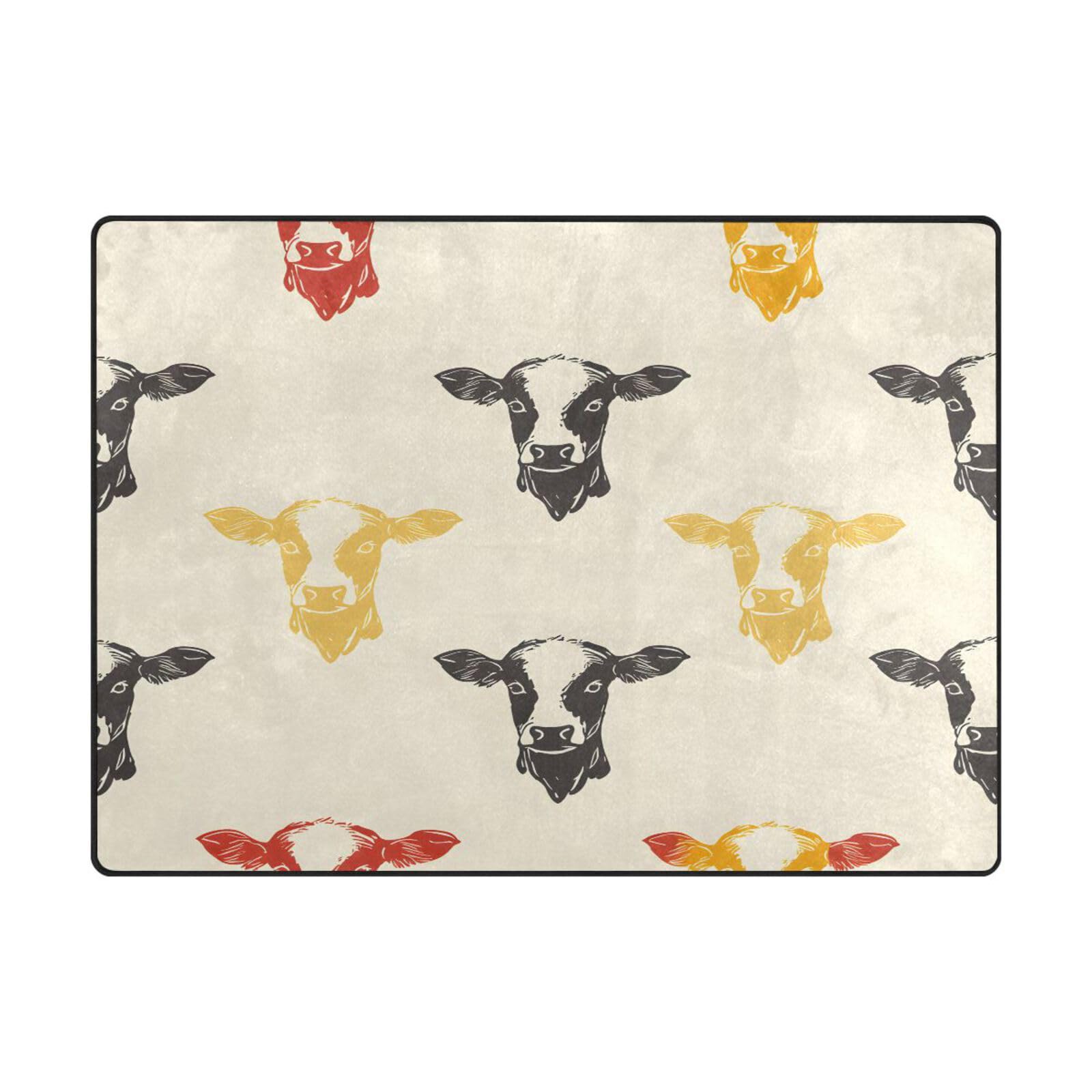 Tapis de sol contemporain salon et chambre motif tête de vache 203x147