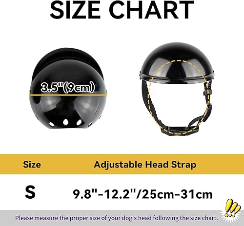 Miniatura 4 de Enjoying Casco para mascotas, casco duro para perro, casco de motocicleta para bicicleta, gato, casco de equitación, negro, pequeño