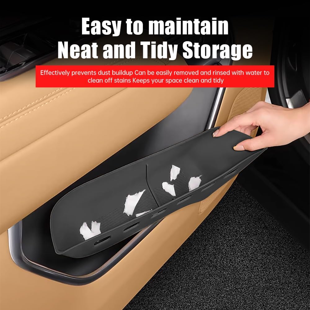 Door Storage Box for the 2023–2026 Land Rover Range Rover Sport Executive: Interior Organizer, Storage Tray, Pockets, Protective Pad, and Decorative Accessories (Long-shaft black)