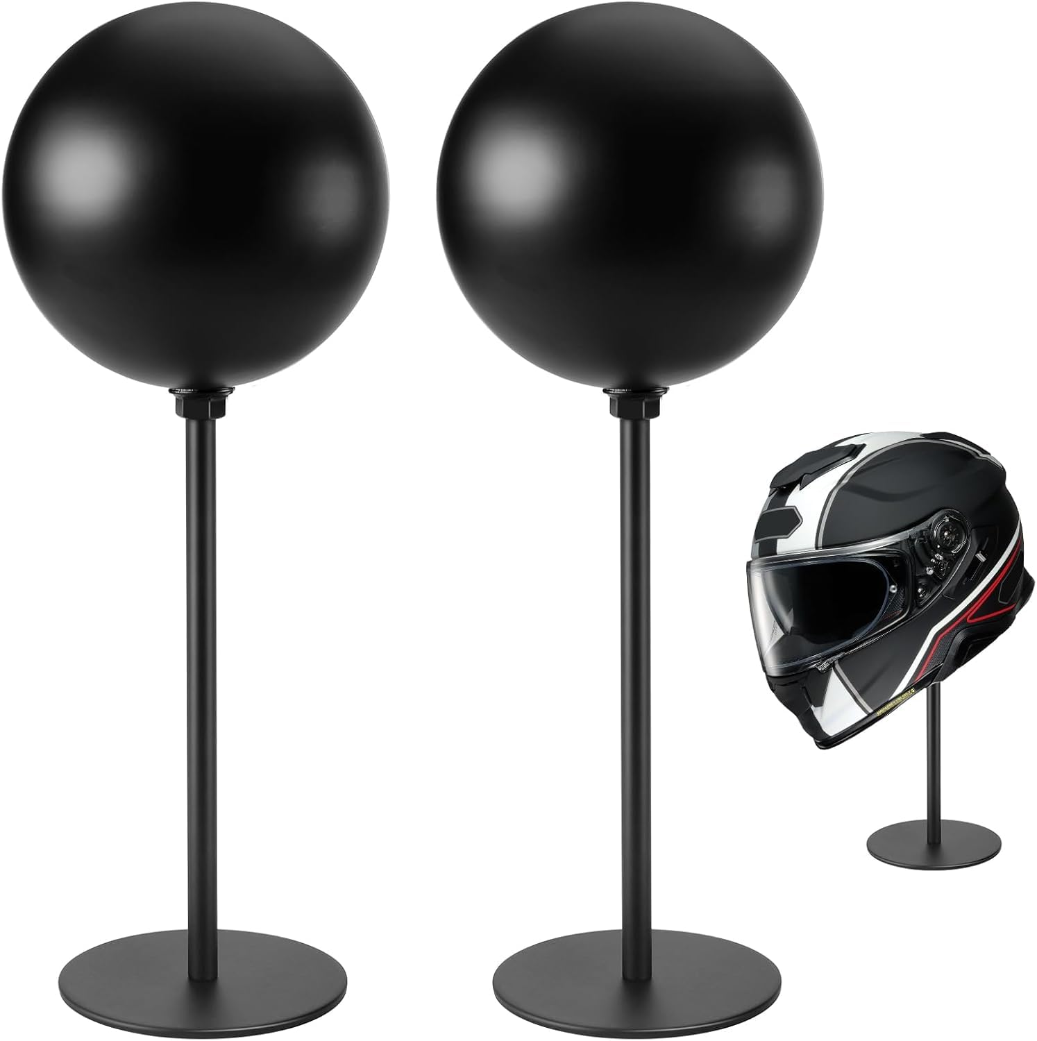 NZWBSHSSP 2 Pack Motorcycle Helmet Stand Desktop Display Holder Freestanding Bicycle Helmet Storage Stand with Stable Base for Helmets, Caps, Hats, Wigs