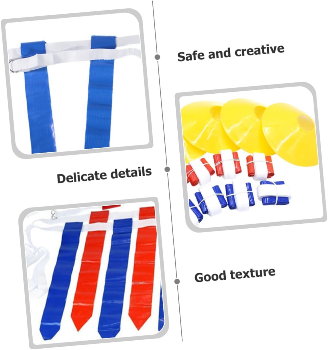 TOYANDONA Flag Football Belt Set Adjustable Waist Flags 10 White Belts 4 Marker Cones Black Drawstring Bag for Youth Team Sports Training and Games