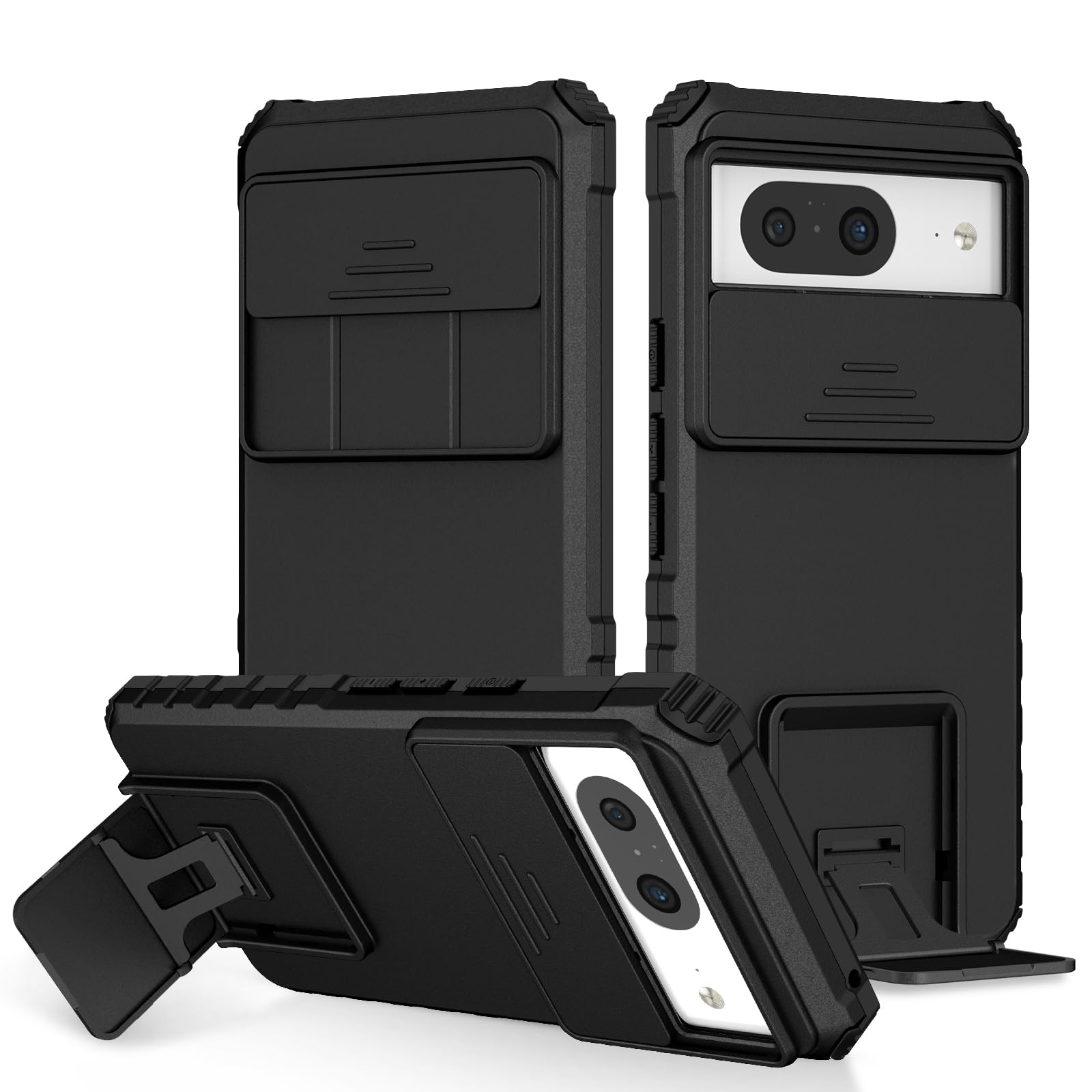 ShieldTech Back Cover Case for Google Pixel 8 | Sliding Camera Shield | Stereoscopic Stand | Shockproof 360 Degree Protection Mobile Phone Case Cover for Google Pixel 8 | PC, Black Back Cover-image-8