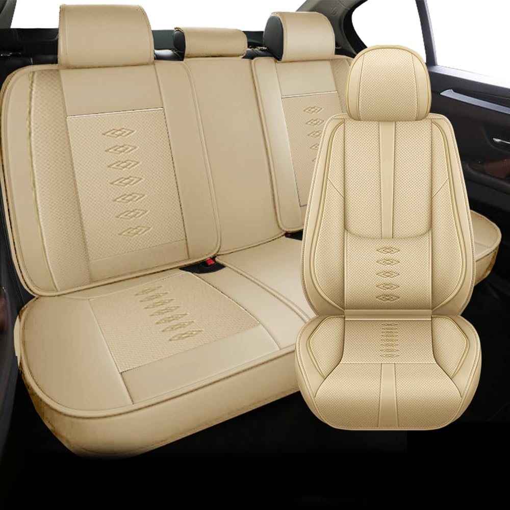 5PCS Premium Car Seat Covers for Jeep Wrangler 1987-2024 Waterproof Seat Covers with Lumbar Support Nappa Leather Comfort Car Seat Cover for Jeep