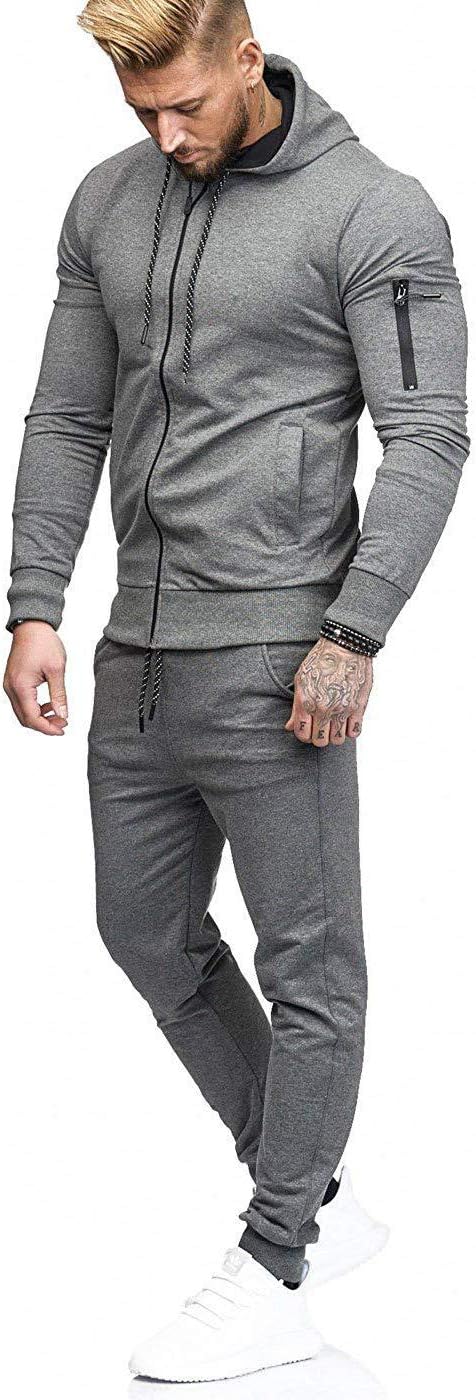 THWEI Mens Tracksuit 2 Piece Sweatsuit Sets Casual Hoodie Jogging Athletic Suits - Image 2