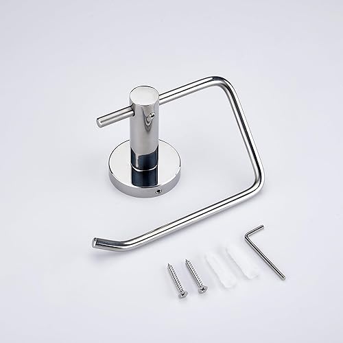 Miniatura 5 de Soporte de papel higiénico cromado montado en la pared, soporte de rollo de papel higiénico ajustable de acero inoxidable SUS304 para baño, cocina,