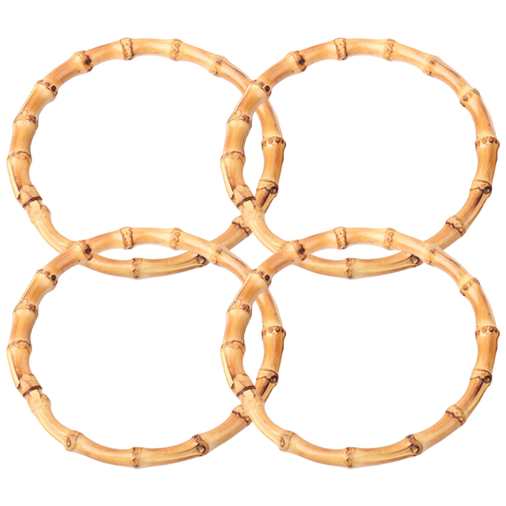 4PCS Purse Handles for Crochet Bags, Round Bamboo Purse Handles, Fashion Bag Handle Replacements for Bag Beach Bag Handbags Straw Bag Purse Handles Crafting Bamboo Handle Purse Purse Handles