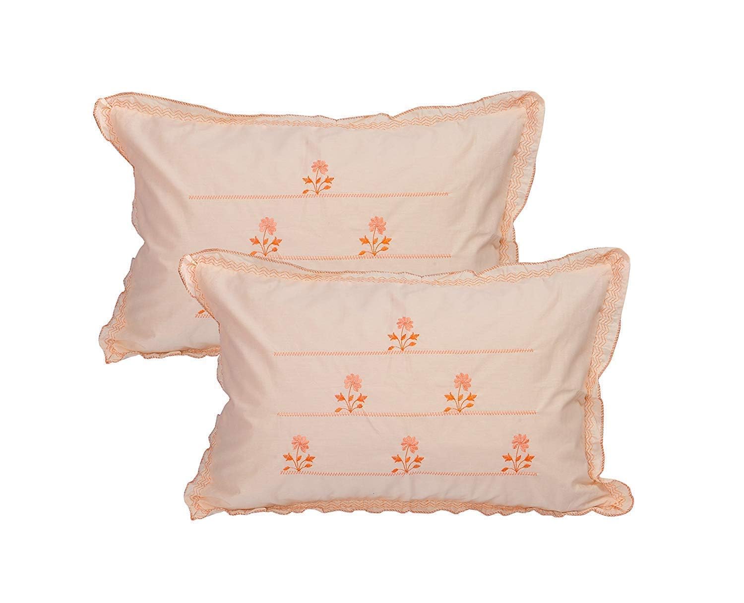 Embroidered Polycotton Pillow Covers Set of 2 – 16x26 Inch Premium Cushion Covers with Zipper Closure for Sofa, Bed & Living Room Décor – Soft, Durable & Elegant Finish (Peach)-image-22