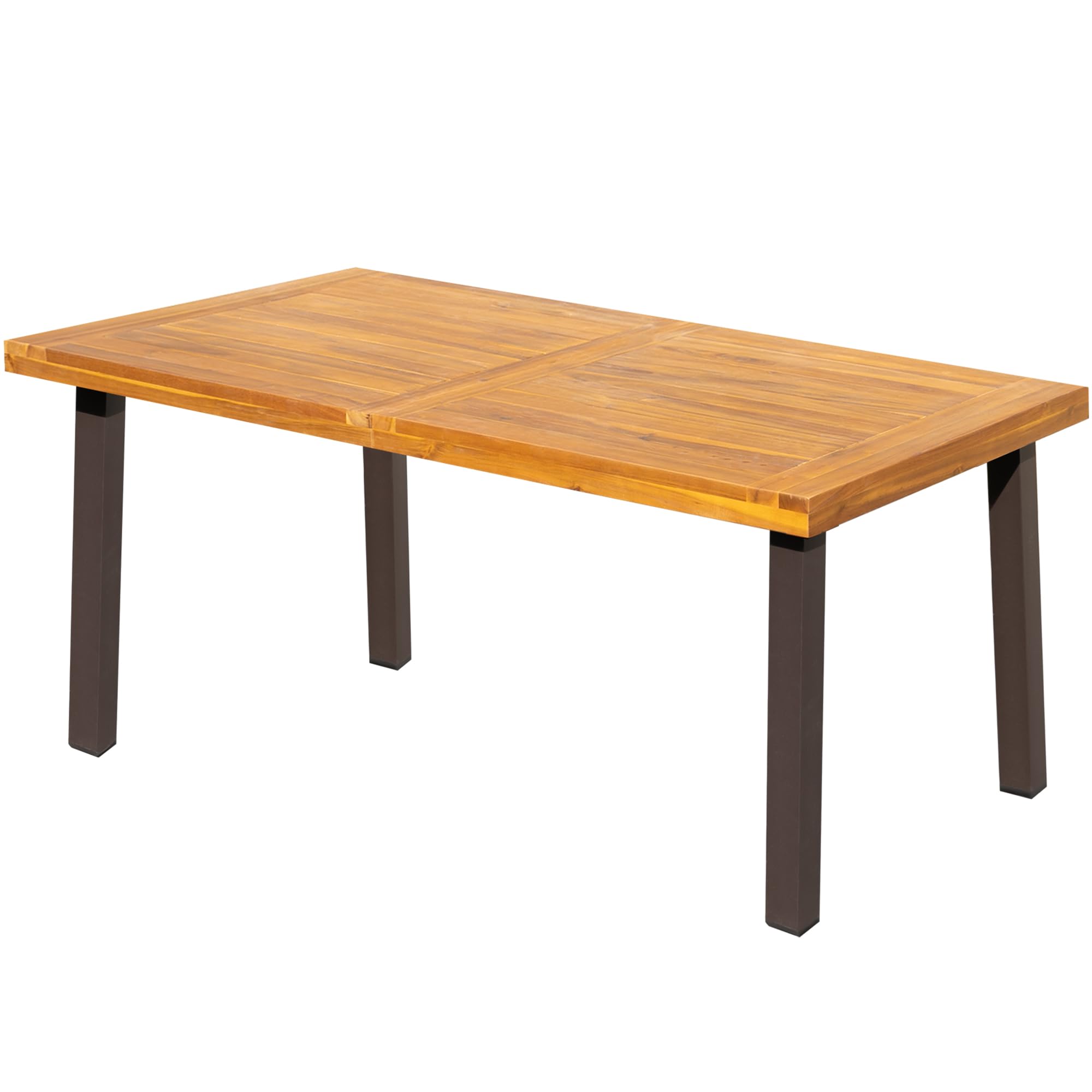 Flamaker Dining Table for 6 Acacia Wood Indoor Outdoor Home Kitchen Table with Iron Legs Large Rectangular Patio Table for Deck, SunroomThe Forest Stewardship Council
