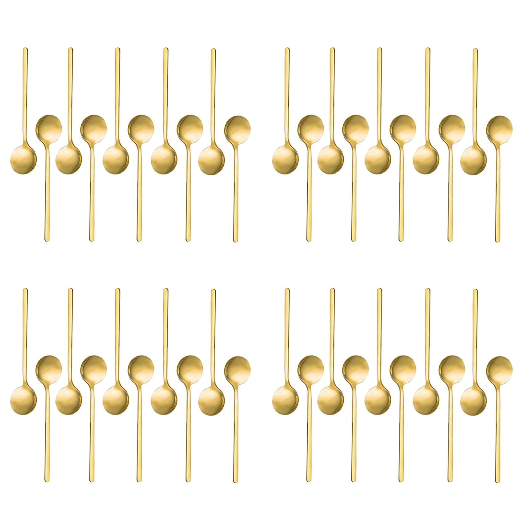Hndhbfgrt Stainless Steel 40 Pcs Espresso Spoons Teaspoons for Coffee Sugar Dessert Cake Ice Cream Soup Antipasto (Gold)