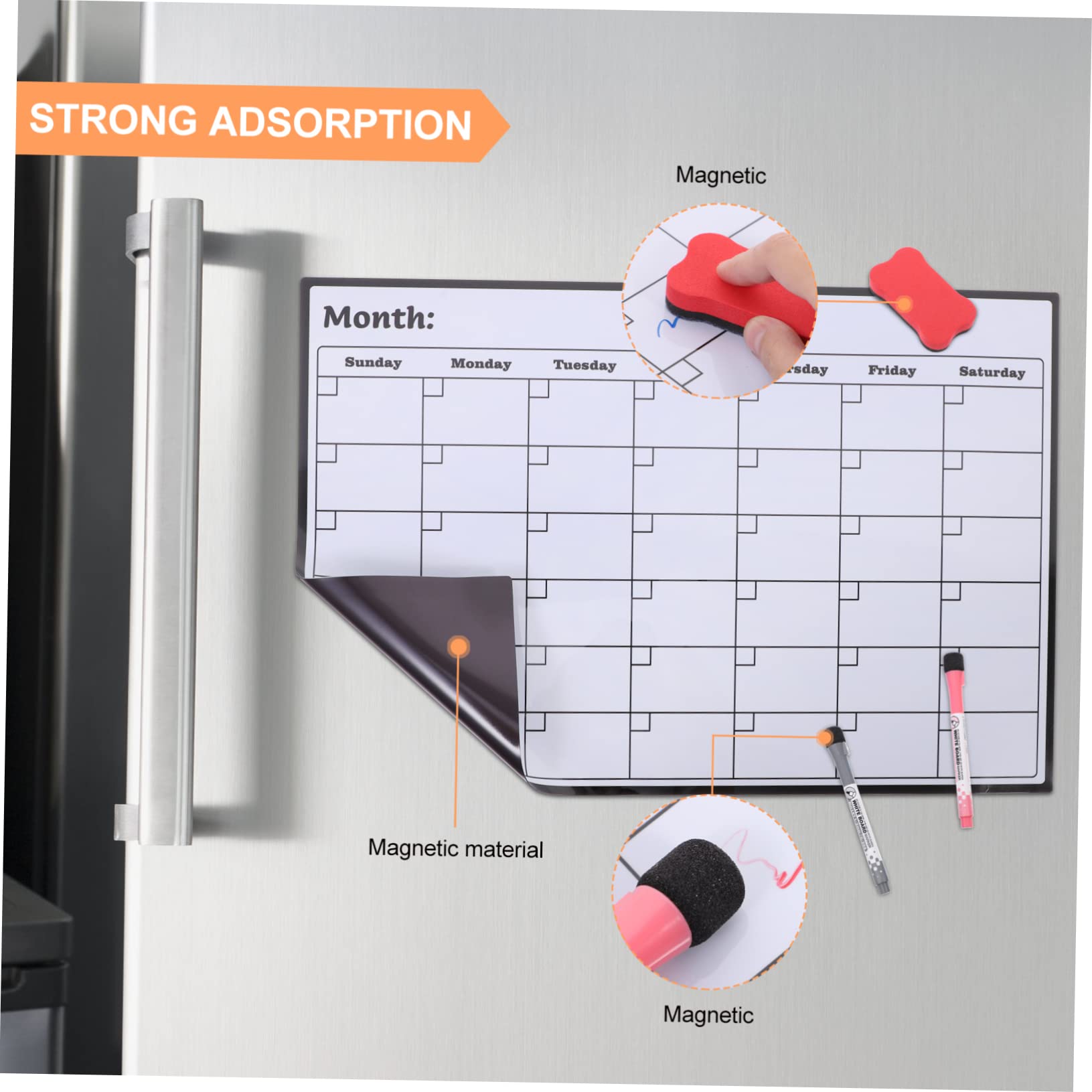 TEHAUX Calendario Magnetico Da Frigo Lavagna Mensile Cancellabile Planner Per Famiglia Per Organizzare Attività e Promemoria Facile Da Usare e Installare