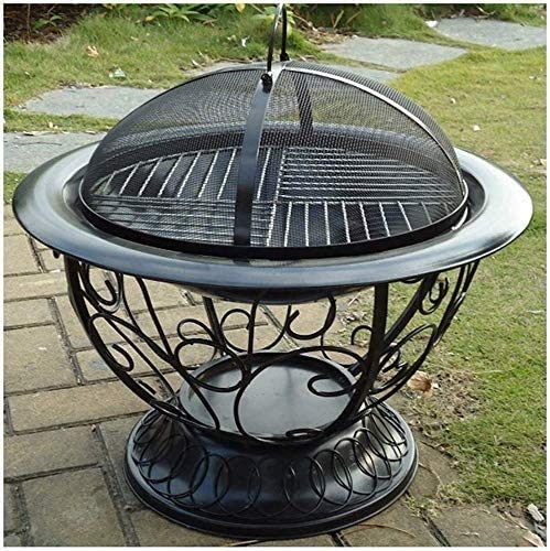Cauldron Outdoor Fire Pit Deep Bonfire Wood Burning Patio & Backyard Firepit pour l'extérieur avec Pare-étincelles Rond, tisonnier de cheminée et Grille en métal Decoration – Image 6