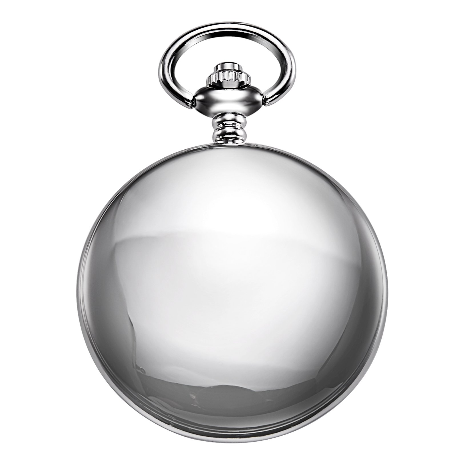 Treeweto Reloj de Bolsillo Unisex con Cadena de Cuerda analógica y Mecanismo Retro Plateado Pulido Brillante