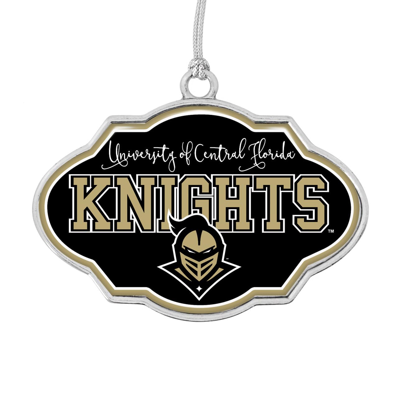 From the Heart UCF Knights Central Florida Frame Design Christmas Ornament with Team Logo Silver Metal Gift Tree Decoration