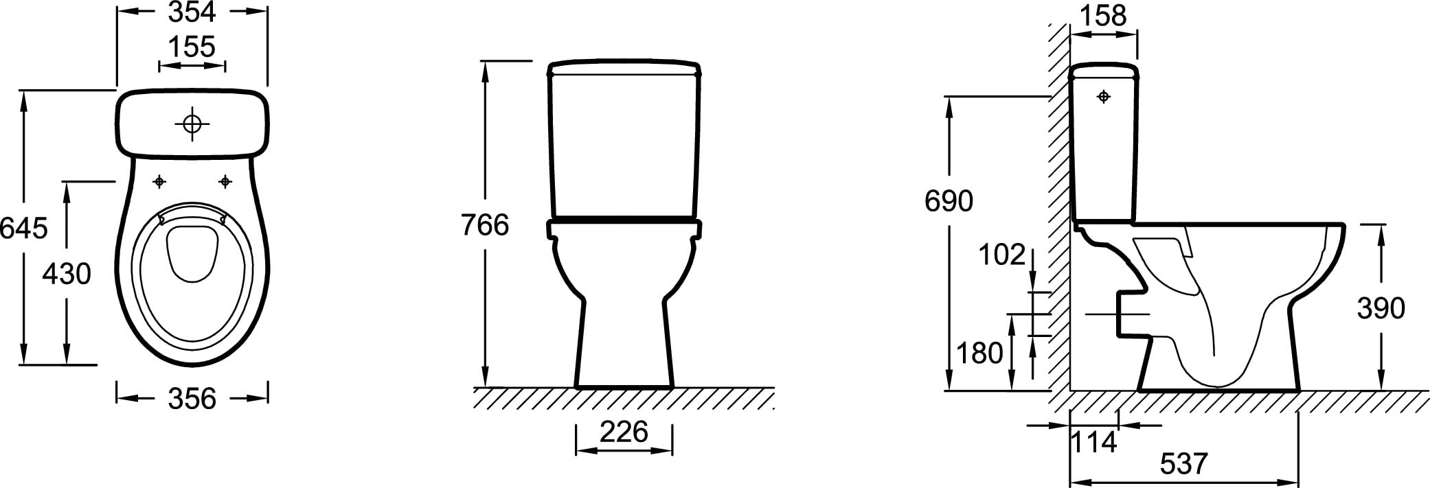 Jacob Delafon - Pack WC au Sol Sans Bride Camille - Sortie Horizontale - Réservoir 3/6L Econome en Eau - Abattant Extraplat Fermeture Douce - Céramique recyclée - 36x65x77 cm - Blanc - E40945-00