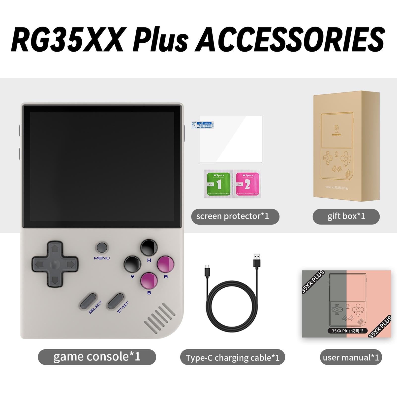 Console di RG35XX Plus, console di portatile con batteria da | 3300 mAh con schermo IPS da 3,5 pollici, console di retrò open source IPS ricaricabile, scheda TF da 128 G integrata, [